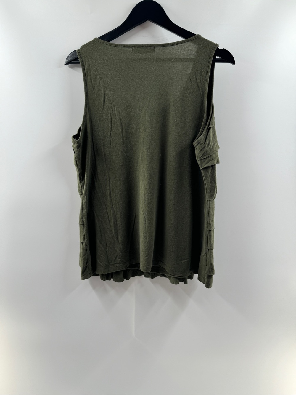 Liz Claiborne Olive Green Ruffle Neck Top – Women's Large - Picture 6 of 8